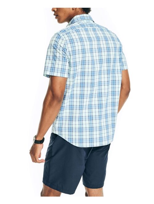 NAUTICA Men's Navtech Trim Fit Plaid Button-Up Short-Sleeve Shirt