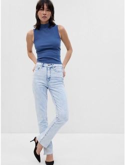 High Rise Split-Hem Vintage Slim Jeans with Washwell