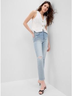 Sky High Rise Vintage Slim Jeans with Washwell