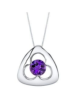 925 Sterling Silver Trinity Knot Pendant Necklace for Women in Various Gemstones, Round Shape 6mm, with 18 inch Italian Chain