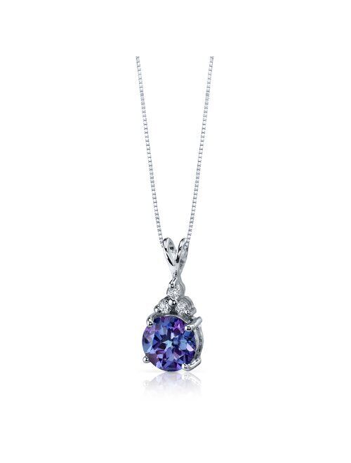 Peora Simulated Alexandrite Pendant Necklace for Women 925 Sterling Silver, Color-Changing 2.50 Carats Round Shape 8mm, with 18 inch Chain