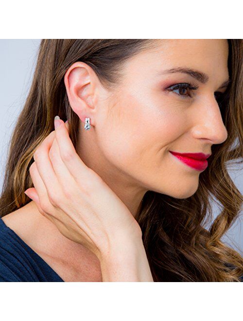 Peora Sterling Silver Arc Solitaire Stud Earrings for Women in Various Gemstones, 6mm Round Shape, Hypoallergenic, Friction Backs