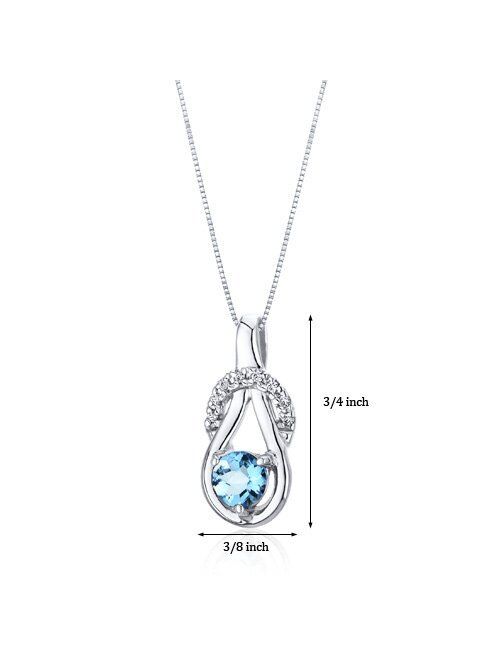 Peora Swiss Blue Topaz Infinity Pendant Necklace for Women 925 Sterling Silver, Natural Gemstone Birthstone Solitaire, 0.50 Carat Round Shape 5mm with 18 inch Chain