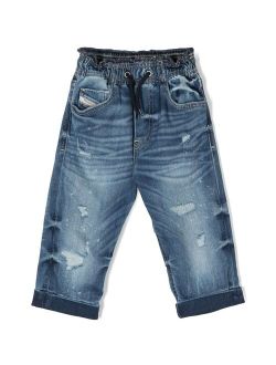 Kids drawstring-fastening waist denim jeans