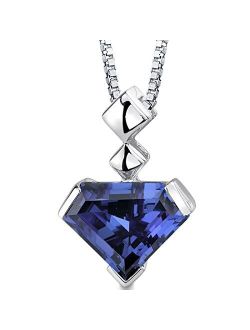 Simulated Alexandrite Pendant Necklace for Women 925 Sterling Silver, Color Changing 6.25 Carats Fancy Chevron Cut 16x12mm, with Italian Silver Chain