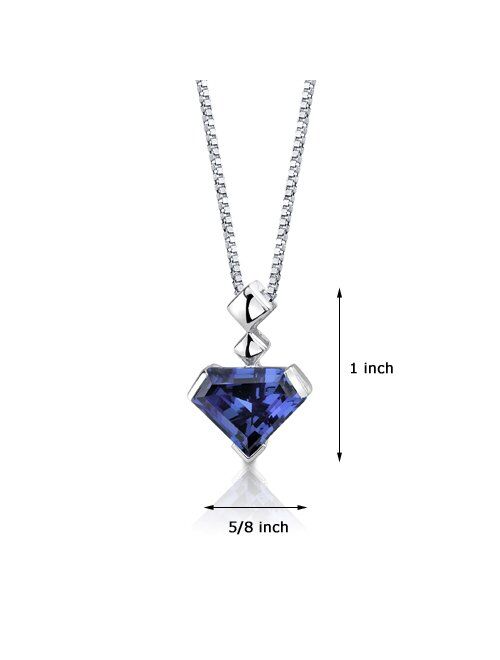 Peora Simulated Alexandrite Pendant Necklace for Women 925 Sterling Silver, Color Changing 6.25 Carats Fancy Chevron Cut 16x12mm, with Italian Silver Chain