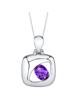 Sterling Silver Sculpted Pendant Necklace for Women, Various Gemstones, Oval Shape, 7x5mm, with 18 inch Chain
