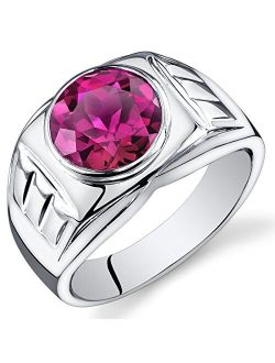Mens 5.50 Carats Created Ruby Ring Sterling Silver Sizes 8 To 13