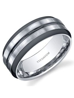 Designer Two-Tone 8mm Men's Genuine Titanium Wedding Ring Band, Comfort Fit, Sizes 8 to 13