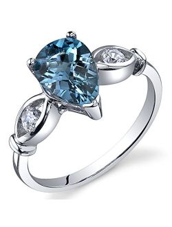 3 Stone 1.50 carats London Blue Topaz Ring in Sterling Silver Rhodium Nickel Finish Sizes 5 to 9