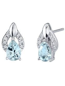 925 Sterling Silver Finesse Stud Earrings for Women, Various Gemstones, Pear Shape 7x5mm, Friction Backs