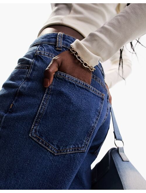 ASOS DESIGN cropped wide leg jeans in mid blue