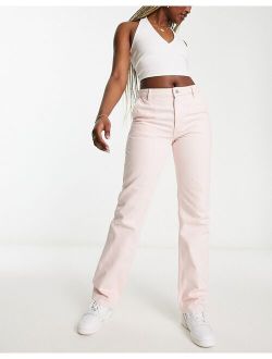 workwear straight leg jeans in pink