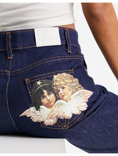 Fiorucci slim jeans with angel pocket in indigo vintage wash