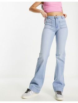high waisted front pocket flare in west coast