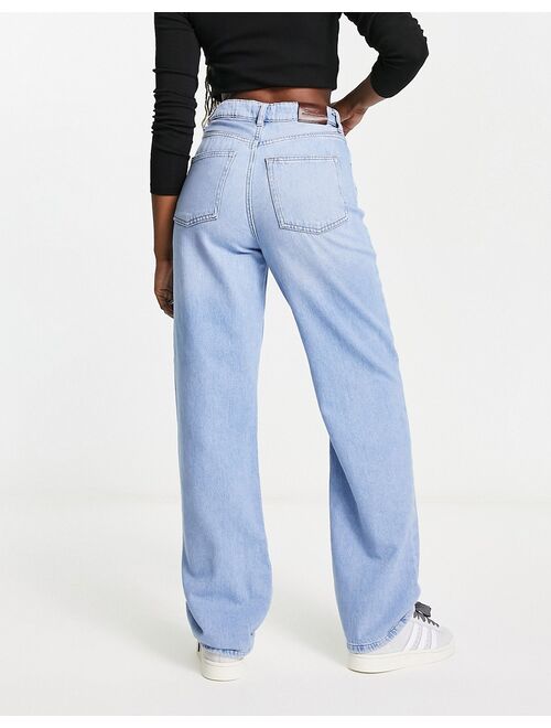 Only Celeste high waisted loose fit distressed jeans in light blue