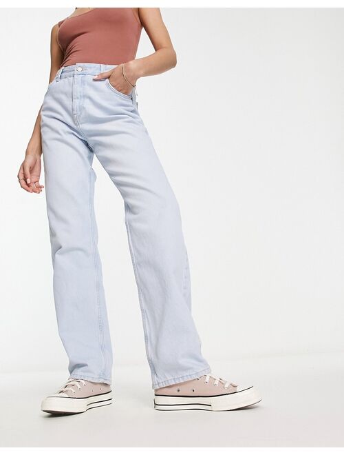 Bershka straight leg jean in bleach blue