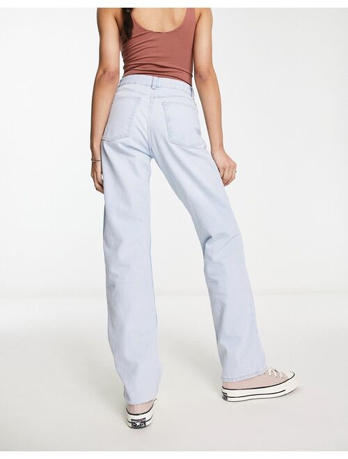 Bershka straight leg jean in bleach blue