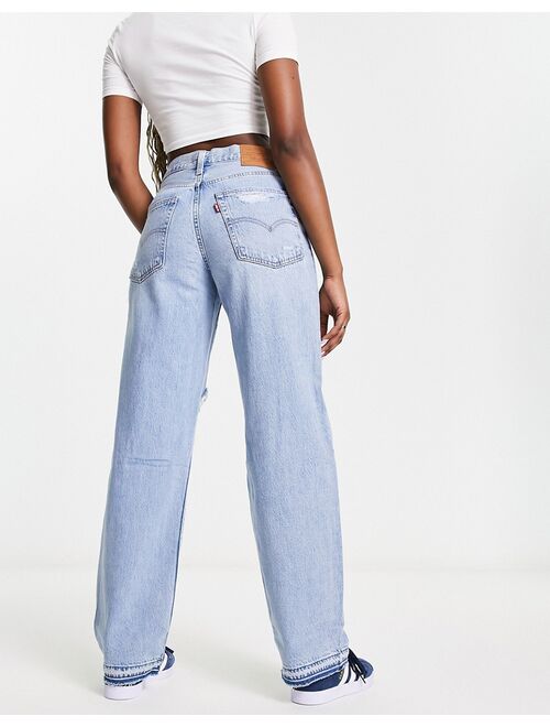 Levi's ripped baggy dad jeans in light wash blue