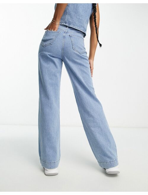 Vero Moda Aware double denim wide leg jeans in light blue wash - part of a set