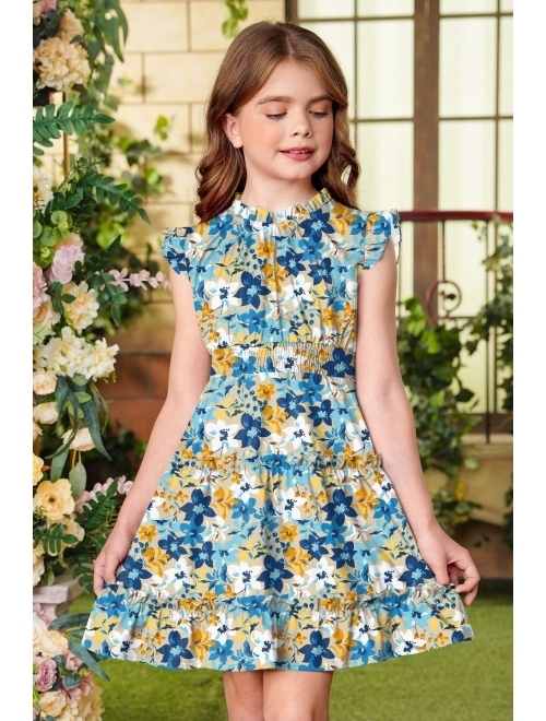 BesserBay Girls Tiered Dress Sleeveless Ruffle Summer Swing Dress 4-12 Years