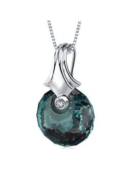 Simulated Alexandrite Pendant Necklace for Women 925 Sterling Silver, Large 22 Carats Designer Fancy Cut, Solitaire Design with 18 inch Chain