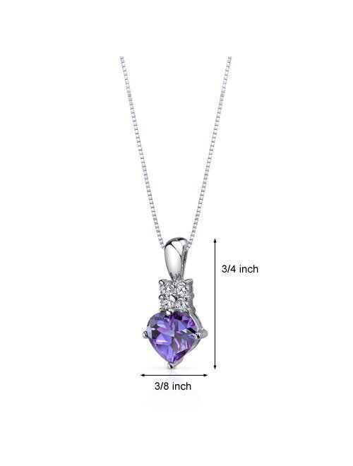 Peora Simulated Alexandrite Heart Pendant Necklace for Women 925 Sterling Silver, Color-Changing 1.75 Carats Heart Shape Solitaire 7mm with 18 inch Chain