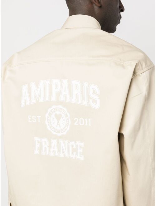 AMI Paris logo-print button-up shirt