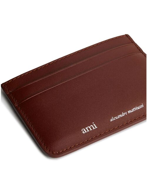 AMI Paris embossed-logo leather cardholder