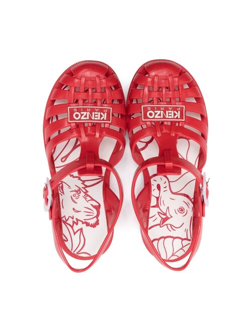 Kenzo Kids logo-patch caged sandals