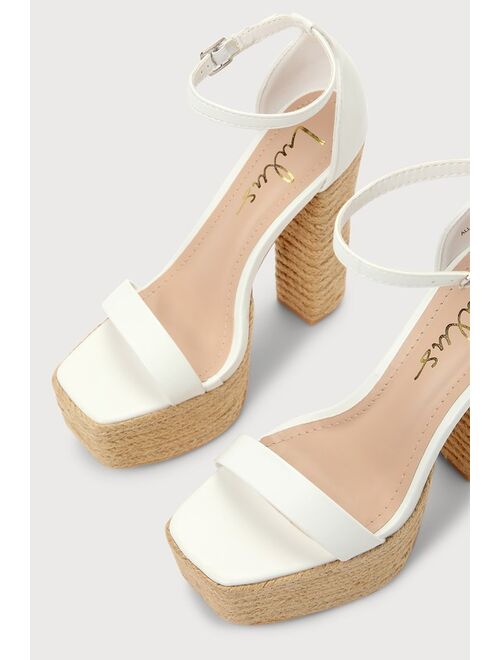 Lulus Amory White Platform Espadrille High Heel Sandals