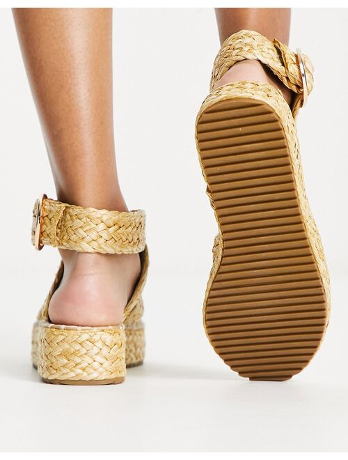 ASOS DESIGN Journey raffia espadrilles in natural