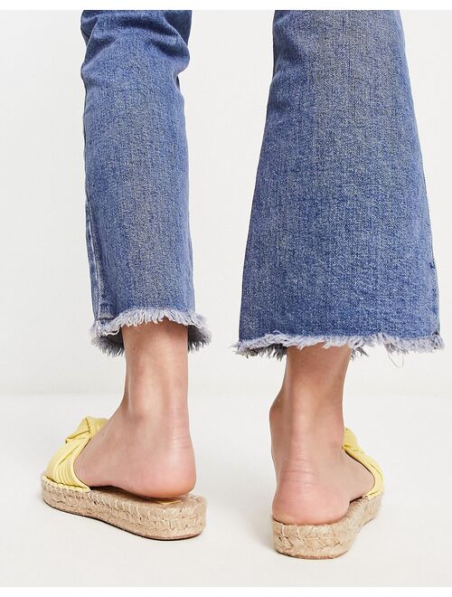 ASOS DESIGN Jade knotted espadrille mules in yellow