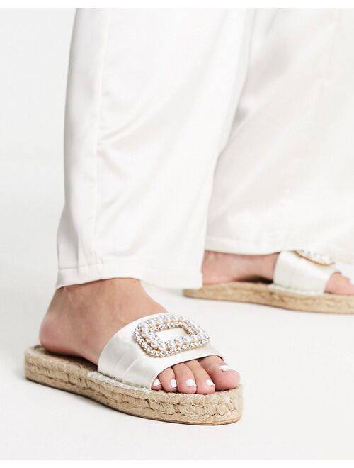 ASOS DESIGN Jenna pearl espadrille sandals in ivory