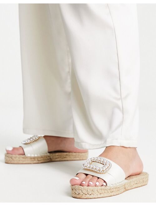 ASOS DESIGN Jenna pearl espadrille sandals in ivory