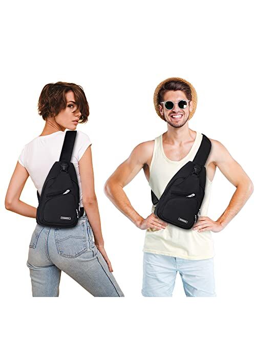 Meeque Large Capacity Sling Bag Crossbody Backpack for Women Men Waterproof Sling Backpack Extended Straps Cross Body Travel Chest Bag Hiking Casual Shoulder Daypack with