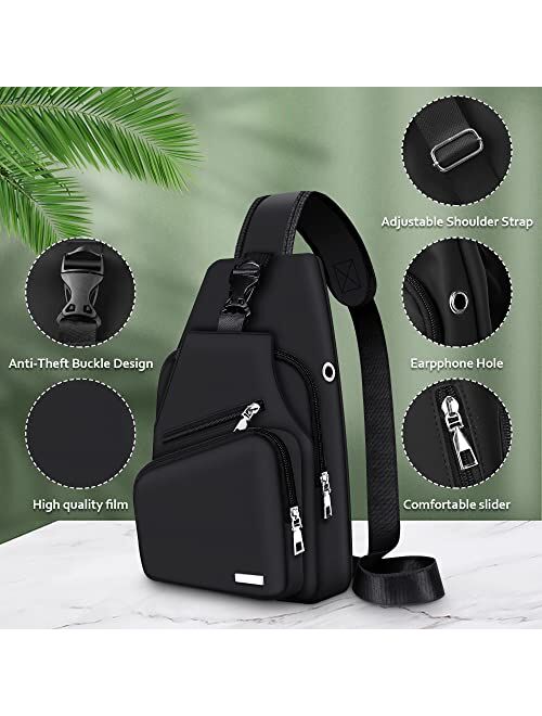 Meeque Large Capacity Sling Bag Crossbody Backpack for Women Men Waterproof Sling Backpack Extended Straps Cross Body Travel Chest Bag Hiking Casual Shoulder Daypack with