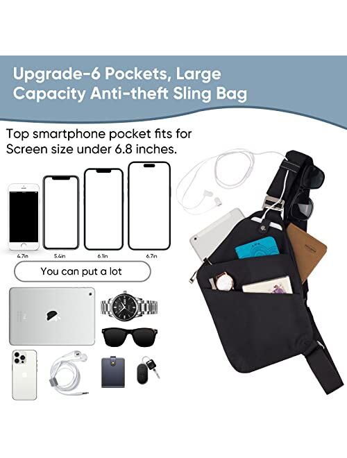 VADOO Anti-theft Crossbody Bag, Personal Flex Bag Sling Bag for Men and Women