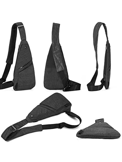 Seoky Rop Slim Sling Bag Small Ultra Thin Water Resistance Crossbody Chest Shoulder Backpack Personal Pocket Bag Dark Grey
