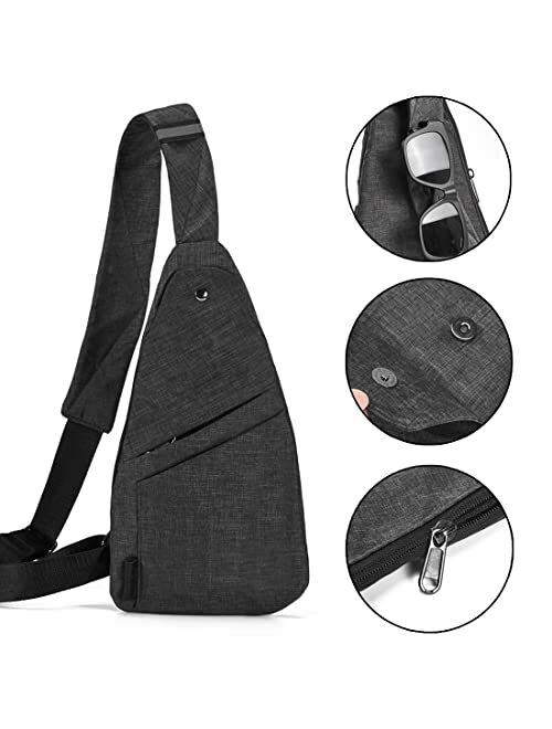 Seoky Rop Slim Sling Bag Small Ultra Thin Water Resistance Crossbody Chest Shoulder Backpack Personal Pocket Bag Dark Grey