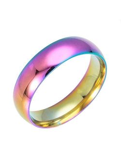 HSQYJ Rainbow Wedding Bands Stainless Steel Classic 6mm True Love Gay Lesbian Wedding Engagement Promise Band Rings Unisex Comfort Fit