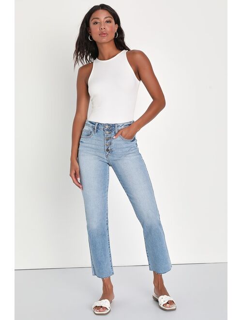 Lulus Everyday Icon Light Wash High-Rise Button Fly Cropped Jeans