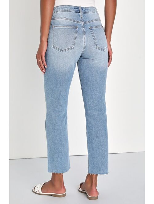 Lulus Everyday Icon Light Wash High-Rise Button Fly Cropped Jeans