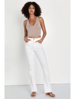 DAZE DENIM Go-Getter White High-Rise Flare Jeans