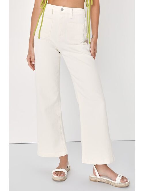 Just Black Coolest Desires Off White High-Rise Wide-Leg Jeans