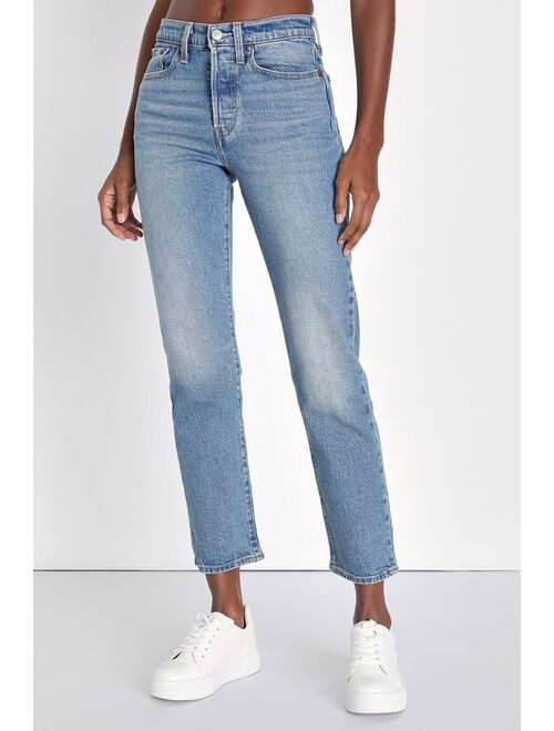 Levi's Wedgie Straight Fade Medium Wash High-Rise Cropped Jeans
