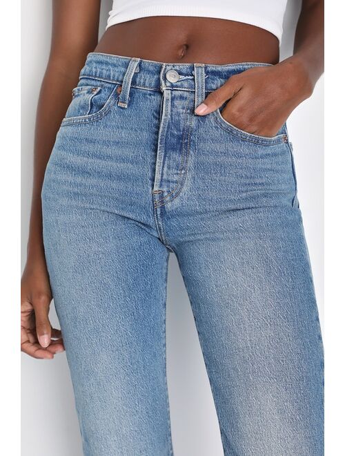 Levi's Wedgie Straight Fade Medium Wash High-Rise Cropped Jeans
