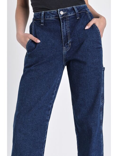 New Look JBD Coolest Attitude Dark Wash High-Rise Denim Cargo Jeans