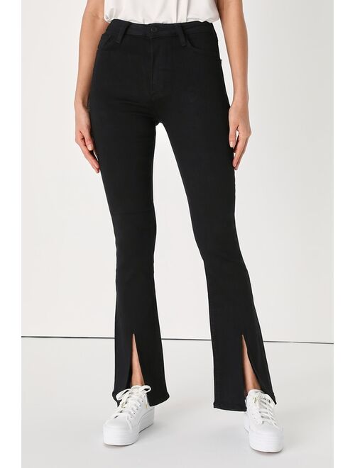 Just Black Casually Cool Vibes Black High-Waisted Slit Flare Jeans