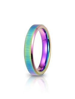 Truly Alpha TrulyAlpha Womens Thumb Ring - Tungsten Rainbow Rings | Sandblasted Rainbow Rings for Women | Stress and Anxiety Ring Tungsten Wedding Ring Rainbow | Colorful